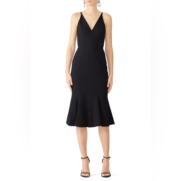 Isabelle midi dress Dress the Population sz large Black Spaghetti Strap Sheath - Picture 1 of 12